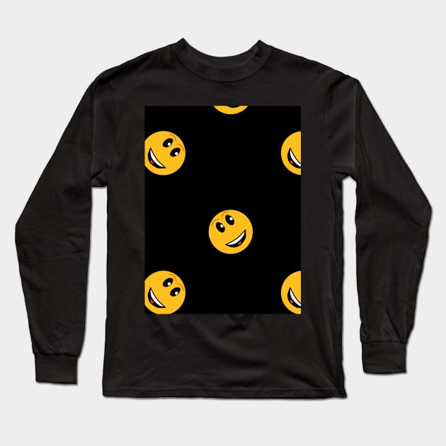 Yellow emoticons on a black background. Joy, smiles, fun. Long Sleeve T-Shirt by grafinya